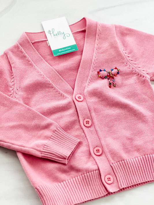 Beaded bow cardigan